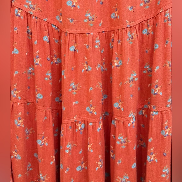 NWOT Free People Nova Tiered Floral Maxi Skirt Coral XS - Picture 4 of 10